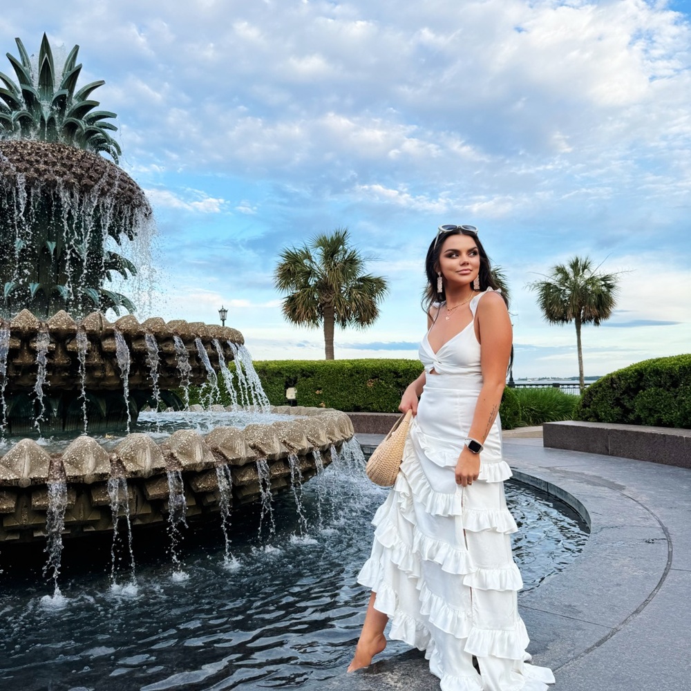 Elegant White Ruffle Dress